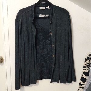 Chico's Travelers Black Tee and Cardigan Matching Set